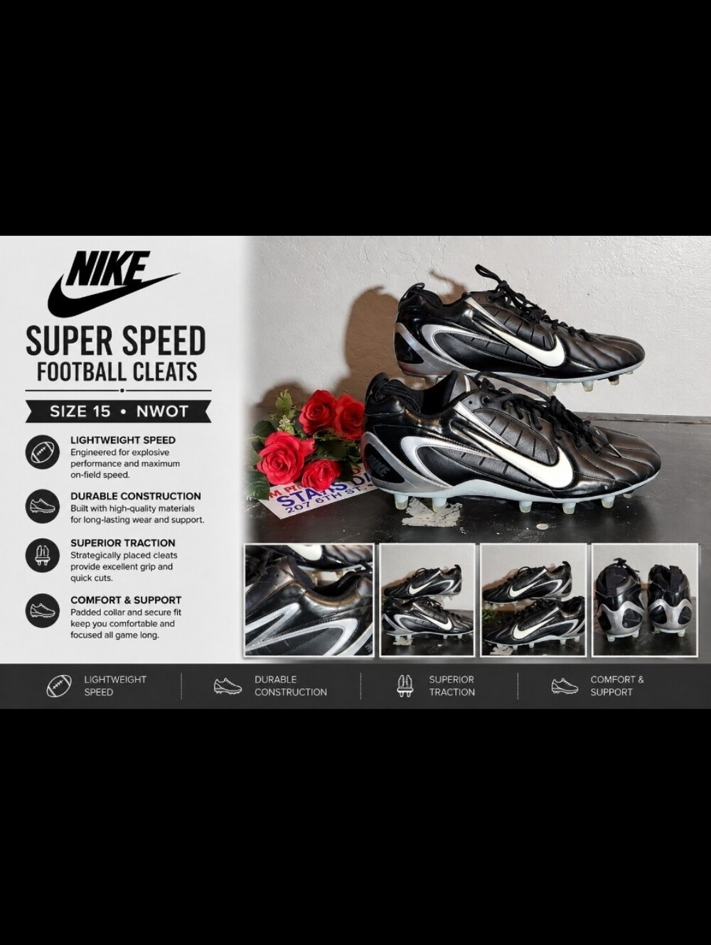 NIKE Suoer Speed Football Cleats 15 Nwot